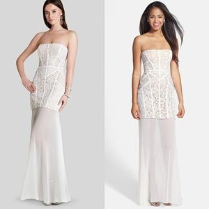 BCBGMAXAAZRIA Vivienne Bustier Lace Gown